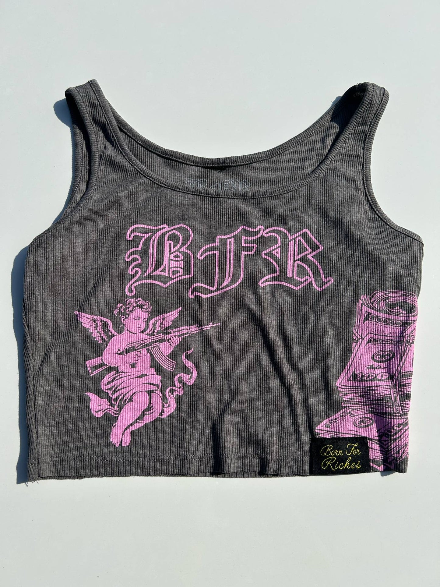 Stay Pretty Get Riches Crop Tank - GREY