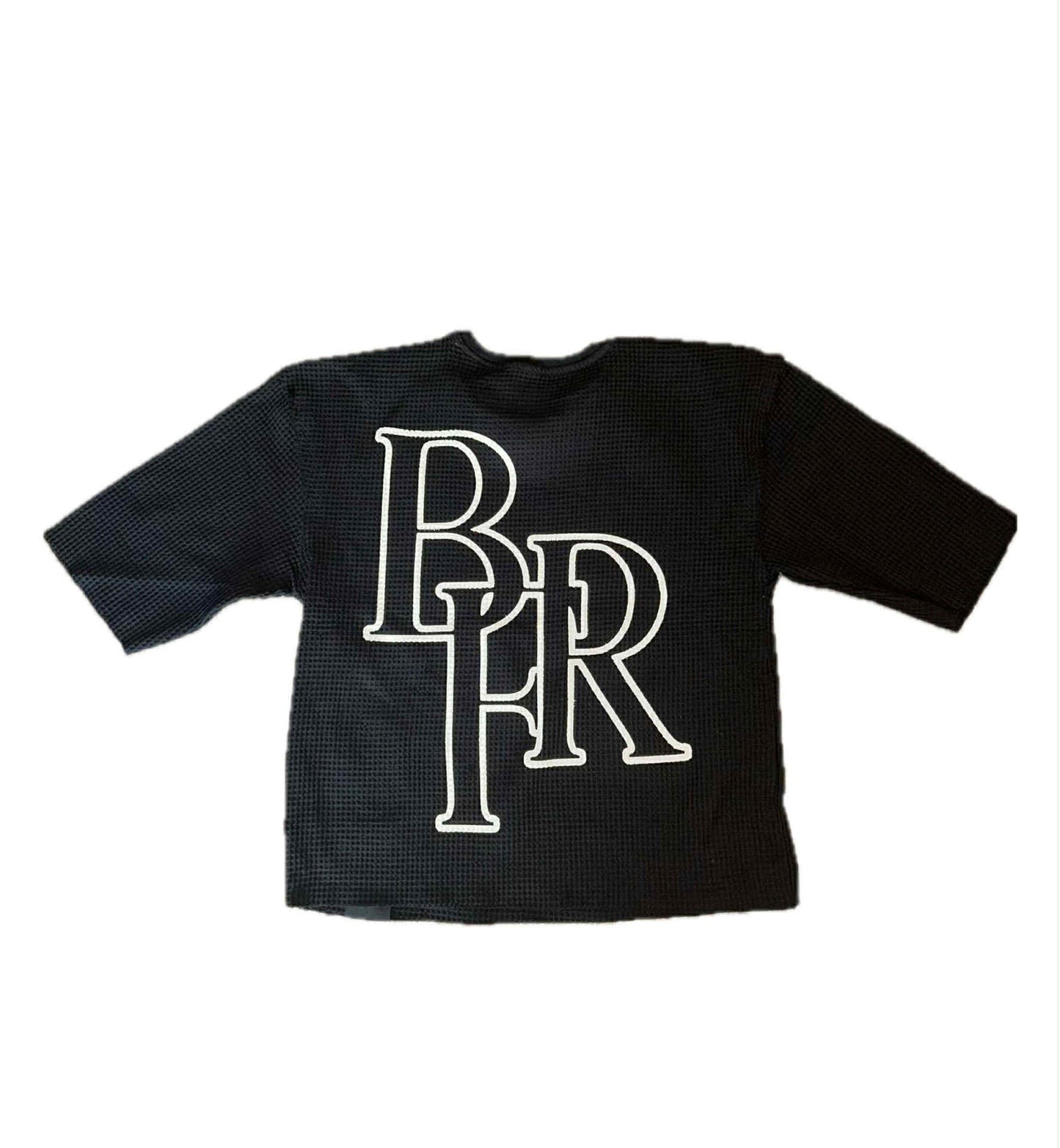 BornForRiches Distressed Waffle Tee - BLACK
