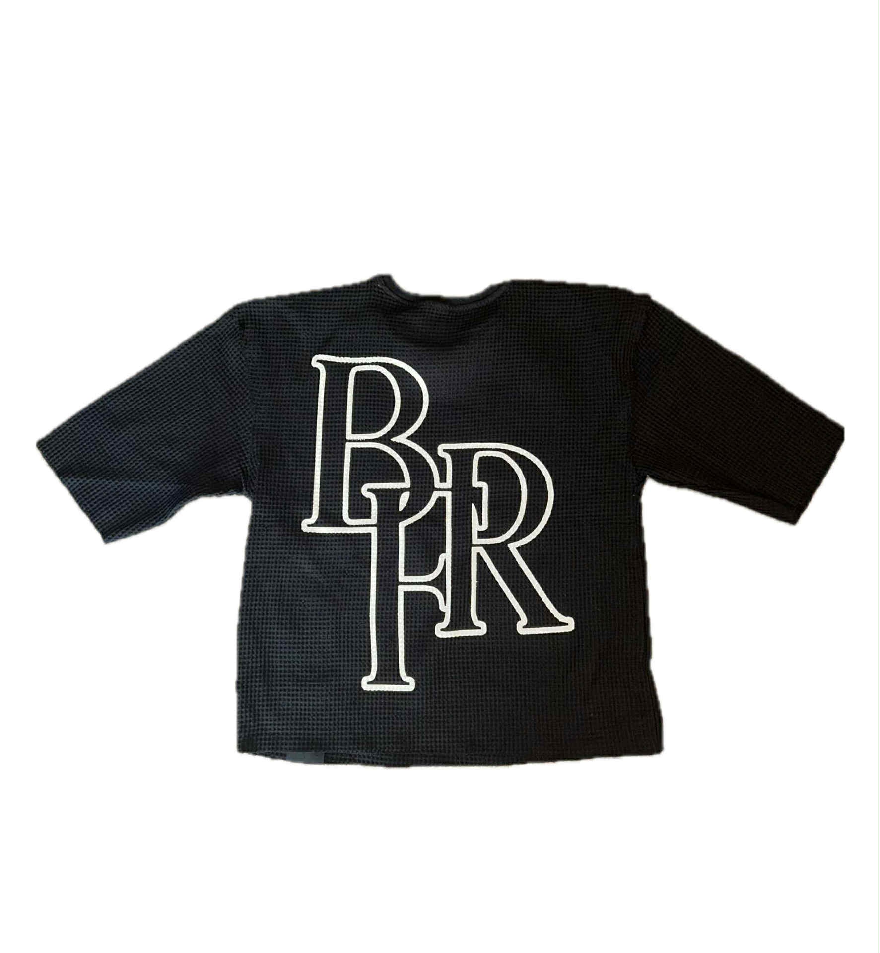 BornForRiches Distressed Waffle Tee - BLACK