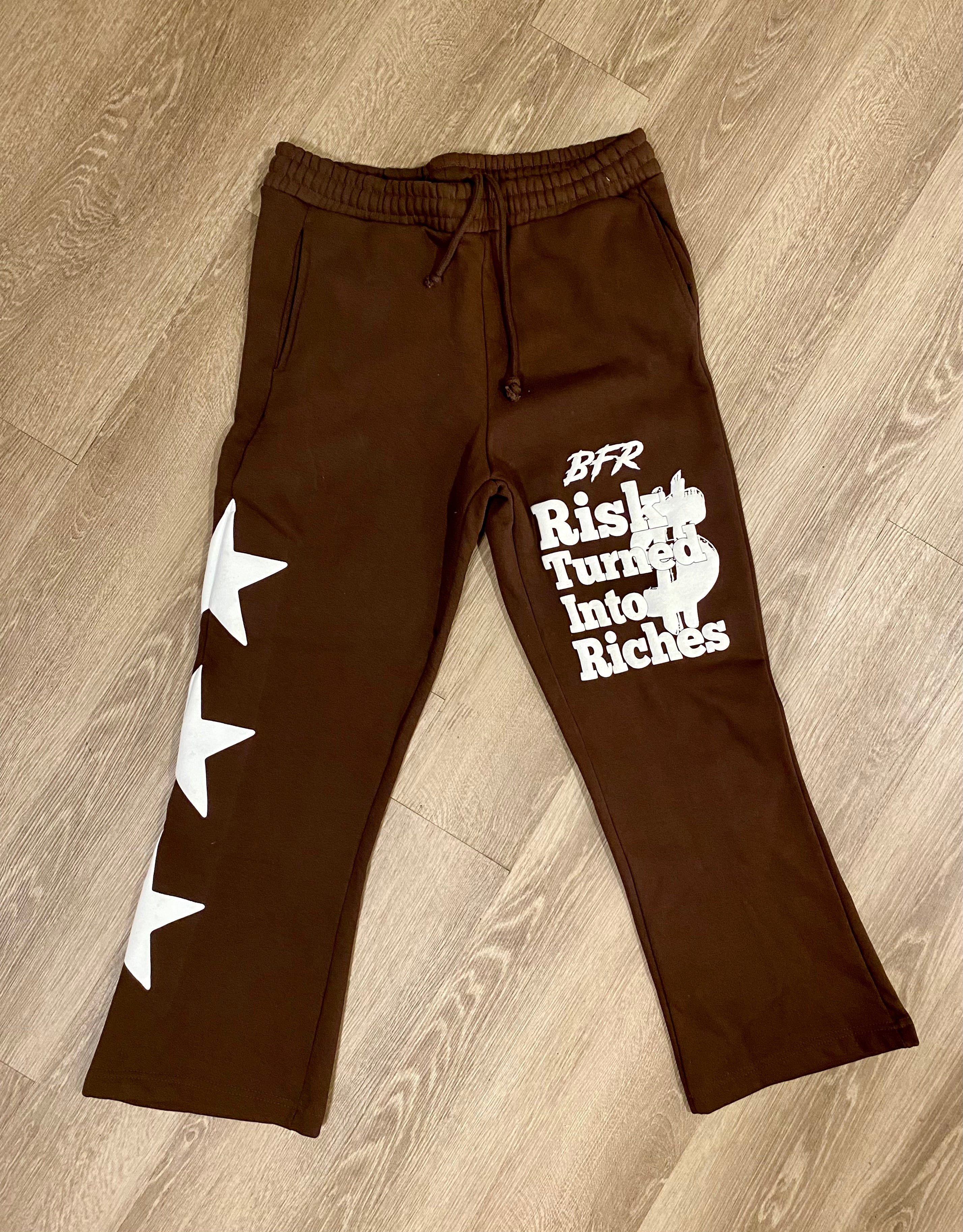 Risk Turned Into Riches Flared Sweats - BROWN