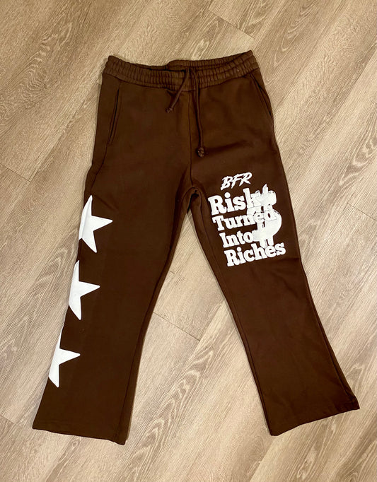 Risk Turned Into Riches Flared Sweats - BROWN
