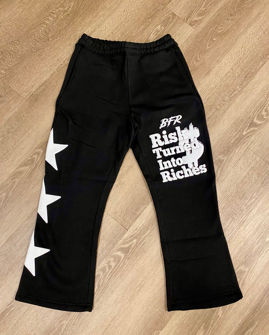 Risk Turned Into Riches Flared Sweats - BLACK
