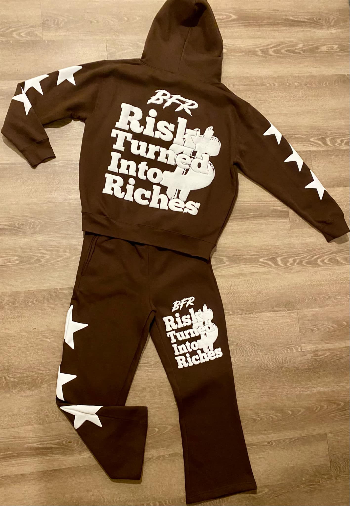 Risk Turned Into Riches Flared Sweatsuit - BROWN