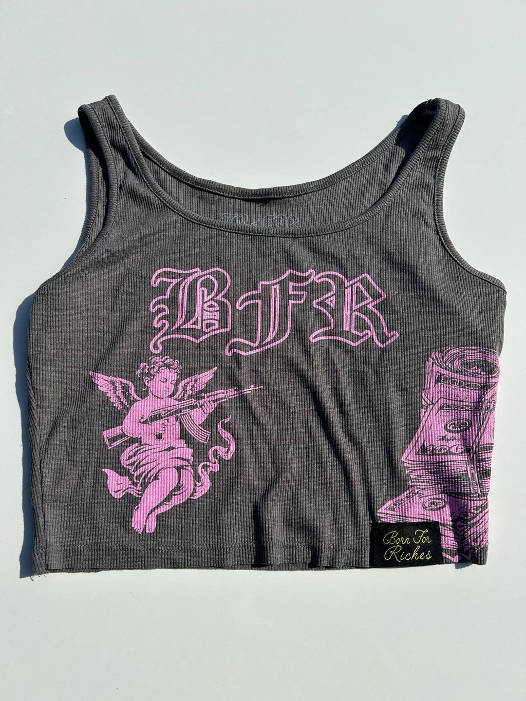 Stay Pretty Get Riches Crop Tank - GREY