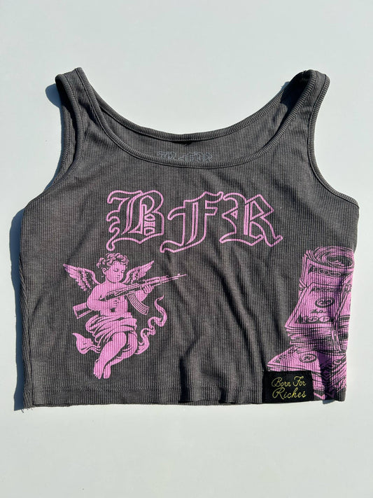 Stay Pretty Get Riches Crop Tank - GREY